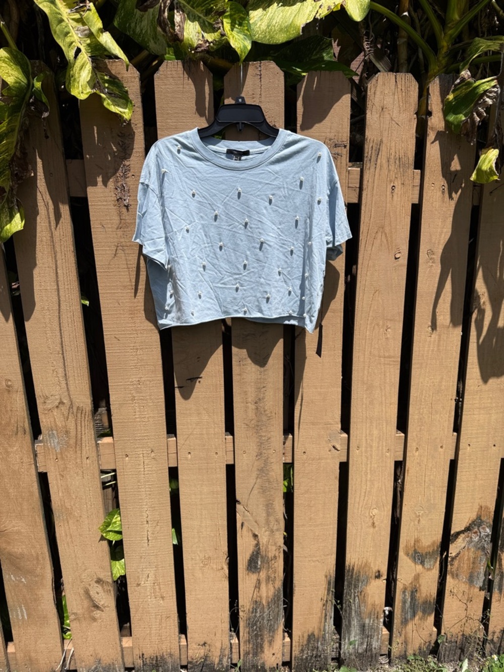 Forever 21 Light Blue Distressed Crop Top